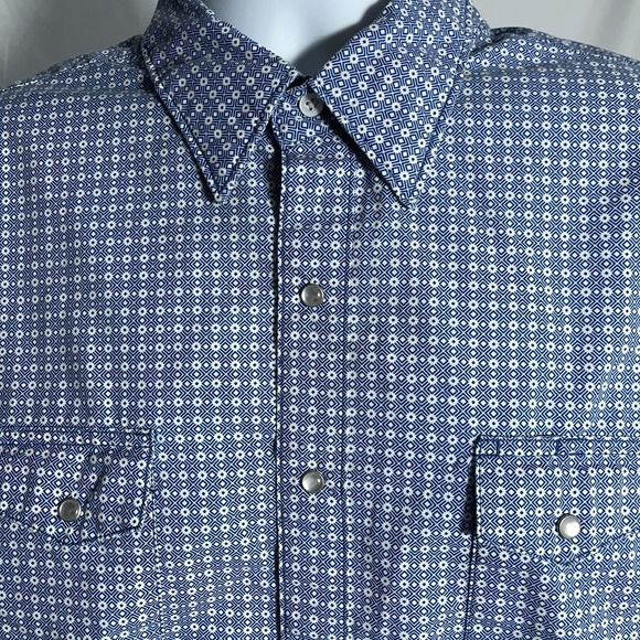 Wrangler Wrancher Western Pearl Snap Shirt 2XT Blue Cowboy Yellowstone Rodeo - Picture 3 of 8